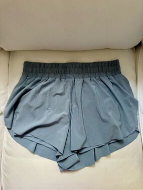 CRZ YOGA 2 in 1 Split Flowy Running Shorts 3" High Waisted~The Breeze Blue